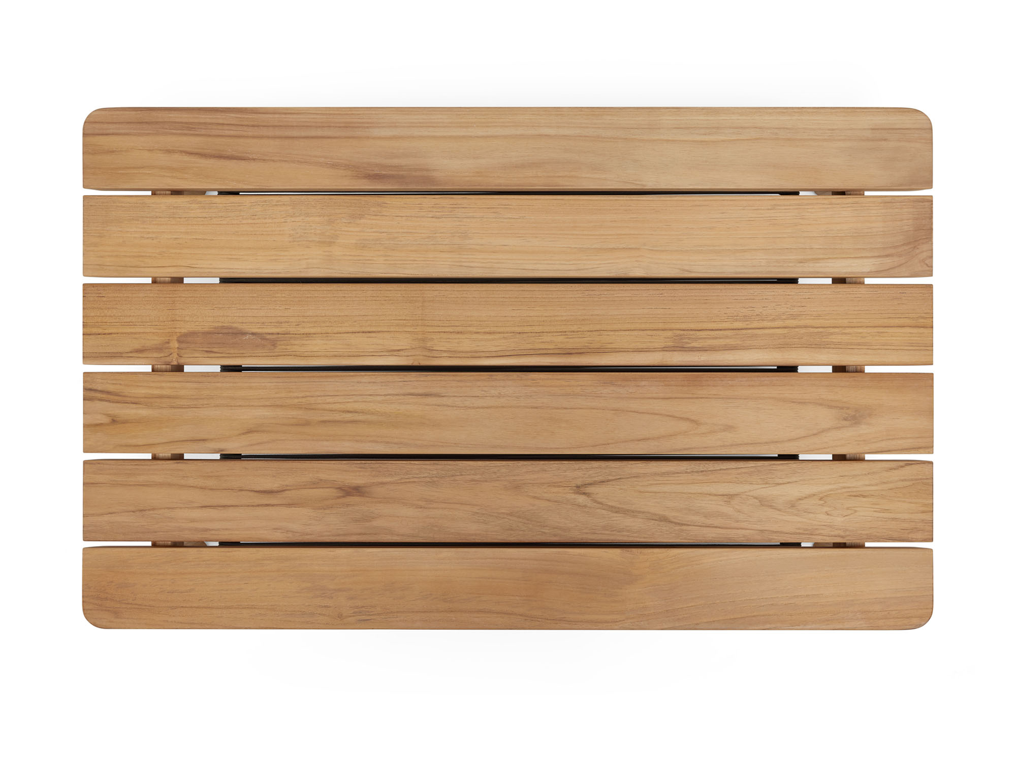 Overhead view of wooden outdoor coffee table